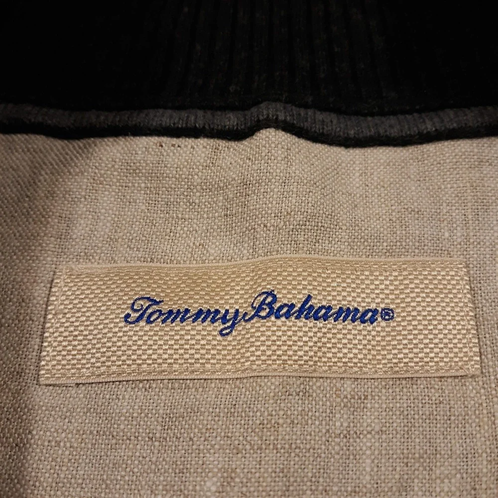 Tommy Bahama Cotton Cashmere Sweater Mens Size Large 1/4 Zip Pullover Gray